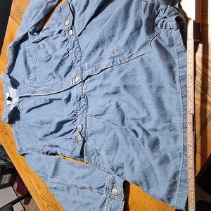 UNIVERSAL THREAD Jeans Shortalls Romper Womens 17 BLUE  Overalls Sleeves Used